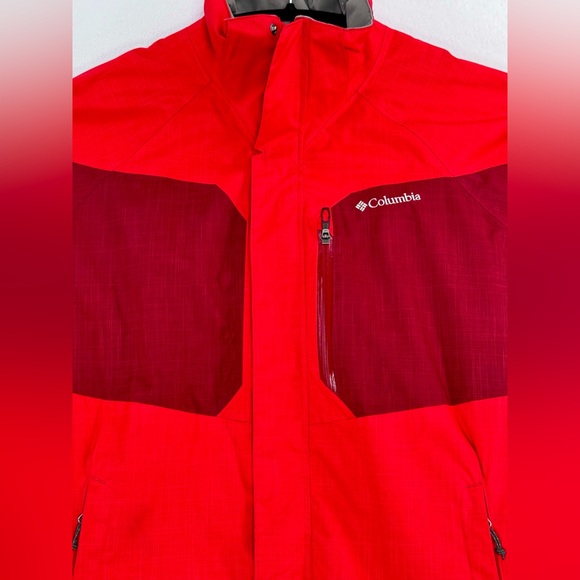 Men’s Columbia Red Burgundy Winter Jacket Omni-Heat Sz L No Hood Tons of Pockets - Picture 2 of 15